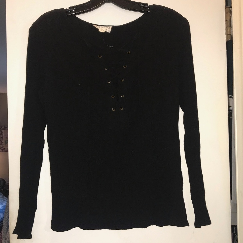 LA Hearts Black Lace Up Long Sleeve